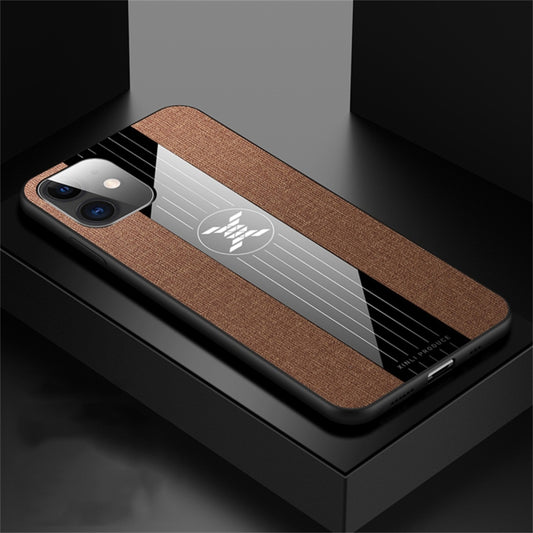 For iPhone 11 XINLI Stitching Cloth Textue Shockproof TPU Protective Case(Brown) - iPhone 11 Cases by XINLI | Online Shopping UK | buy2fix