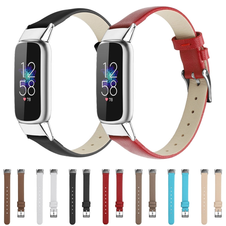 For Fitbit Luxe Leather Watch Band, Size:S(White) by buy2fix