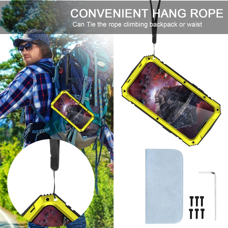 For iPhone 13 R-JUST Shockproof Waterproof Dust-proof Metal + Silicone Protective Case with Holder(Yellow) by R-JUST