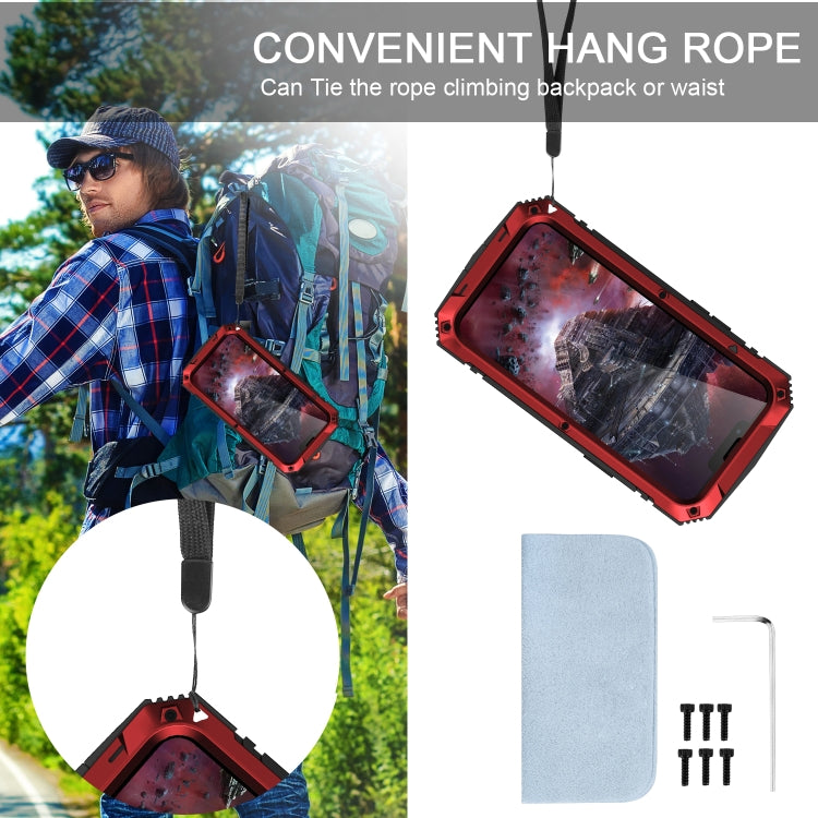 For iPhone 13 Pro Max R-JUST Shockproof Waterproof Dust-proof Metal + Silicone Protective Case with Holder (Red) by R-JUST