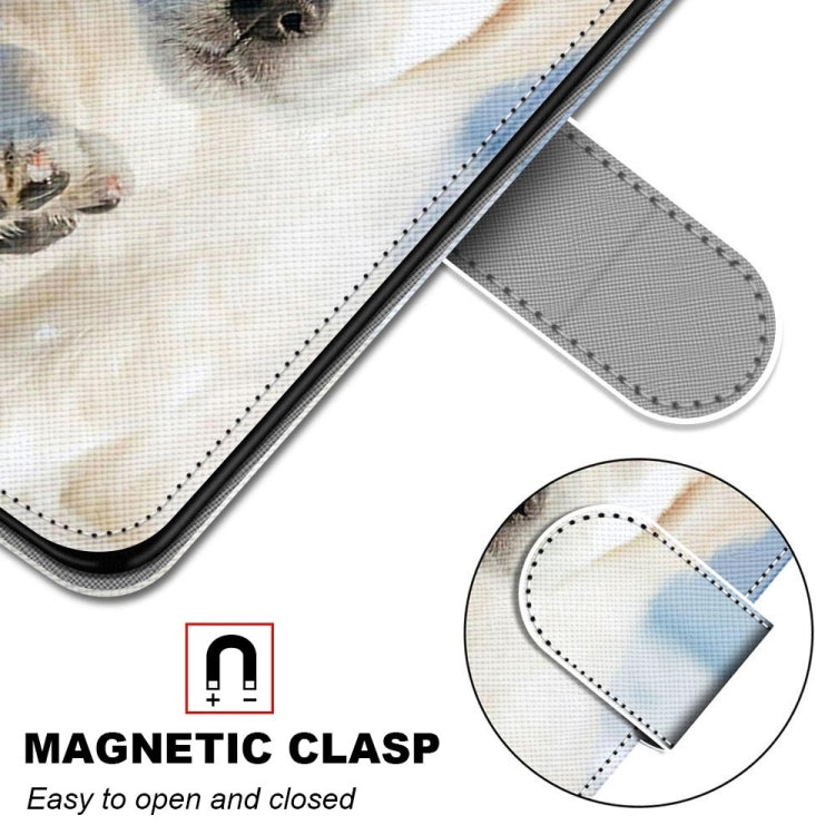 For iPhone 13 Pro Coloured Drawing Cross Texture Horizontal Flip PU Leather Case with Holder & Card Slots & Wallet & Lanyard (Snow Puppy) by buy2fix
