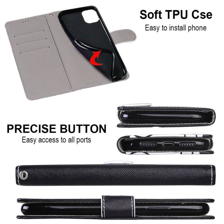 For iPhone 13 Pro Max Coloured Drawing Cross Texture Horizontal Flip PU Leather Case with Holder & Card Slots & Wallet & Lanyard (Middle Finger White Cat) by buy2fix