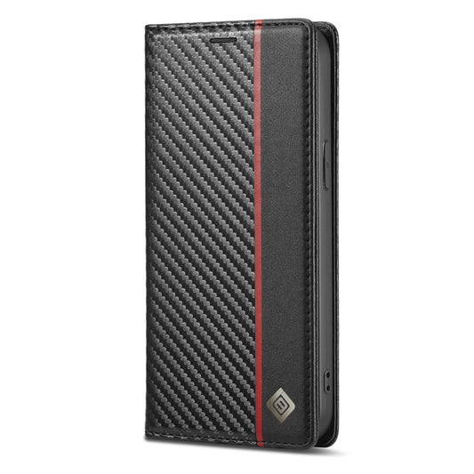 For iPhone 13 Pro LC.IMEEKE Carbon Fiber PU + TPU Horizontal Flip Leather Case with Holder & Card Slot & Wallet (Vertical Black) by LC.IMEEKE