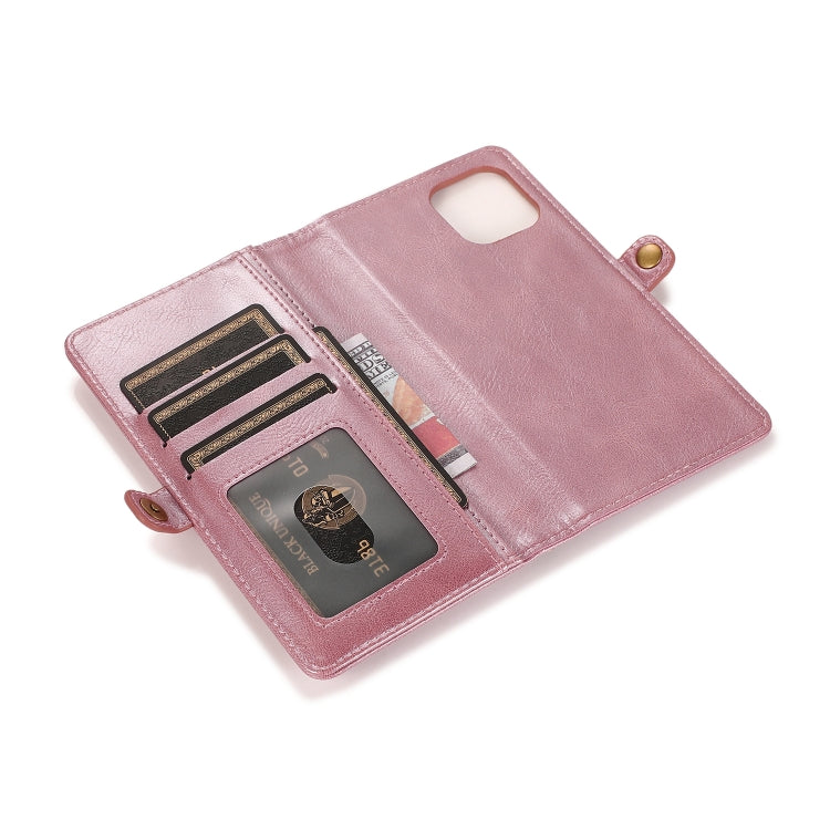 For iPhone 13 Strong Magnetic Detachable Horizontal Flip Leather Case with Card Slots & Wallet(Rose Gold) by buy2fix