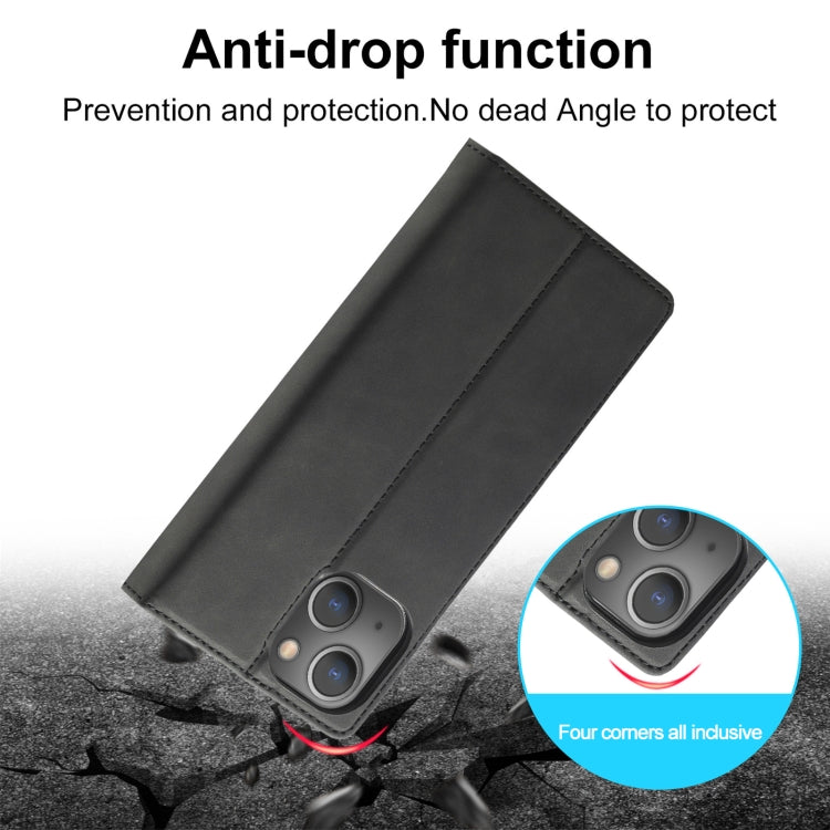 For iPhone 13 LC.IMEEKE Strong Magnetic PU + Matte TPU Horizontal Flip Leather Case with Holder & Card Slots & Wallet(Black) by LC.IMEEKE