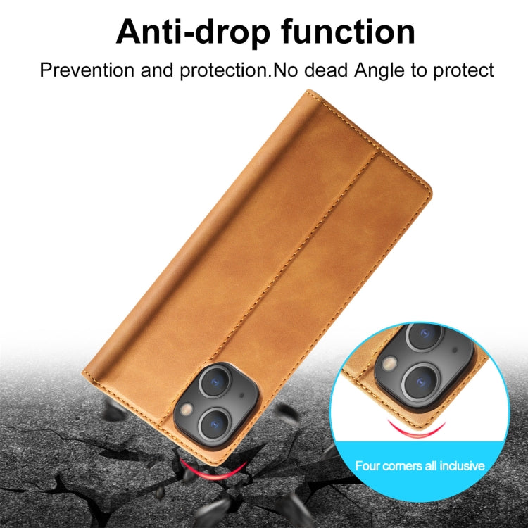 For iPhone 13 LC.IMEEKE Strong Magnetic PU + Matte TPU Horizontal Flip Leather Case with Holder & Card Slots & Wallet(Brown) by LC.IMEEKE