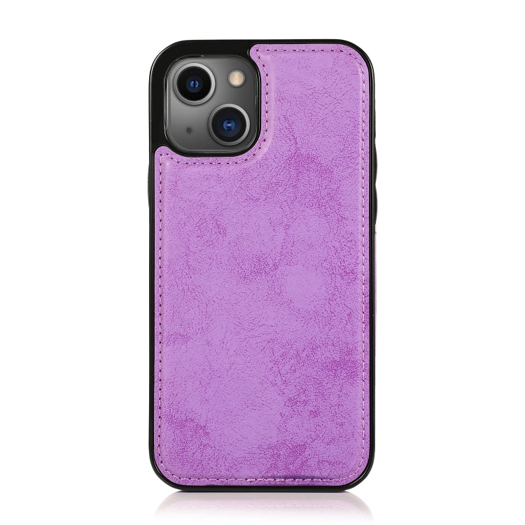 For iPhone 13 Retro 2 in 1 Detachable Horizontal Flip Leather Case with Card Slots & Wallet(Purple) by buy2fix