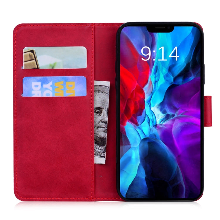 For iPhone 13 mini Skin Feel Pure Color Horizontal Flip Leather Case with Holder & Card Slots & Wallet (Red) by buy2fix