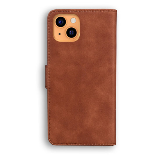 For iPhone 13 Skin Feel Pure Color Horizontal Flip Leather Case with Holder & Card Slots & Wallet(Brown) by buy2fix