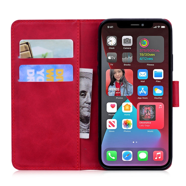 For iPhone 13 Pro Skin Feel Pure Color Horizontal Flip Leather Case with Holder & Card Slots & Wallet (Red) by buy2fix