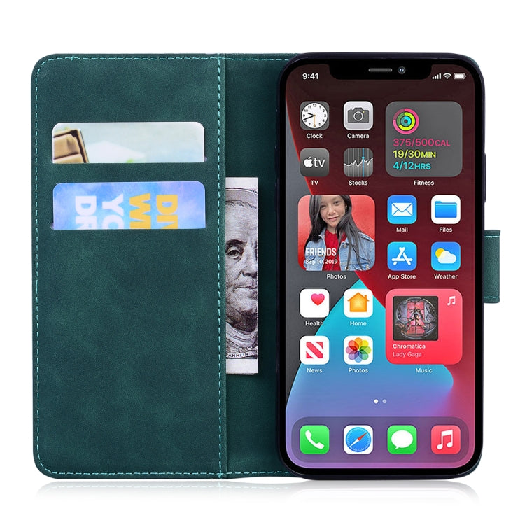 For iPhone 13 Pro Skin Feel Pure Color Horizontal Flip Leather Case with Holder & Card Slots & Wallet (Green) by buy2fix