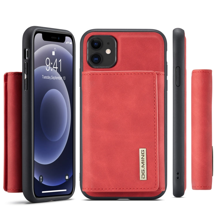 DG.MING M1 Series 3-Fold Multi Card Wallet Back Cover Shockproof Case with Holder Function For iPhone 11(Red) - iPhone 11 Cases by DG.MING | Online Shopping UK | buy2fix