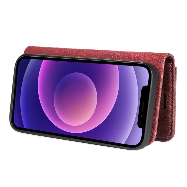 For iPhone 13 mini DG.MING Crazy Horse Texture Flip Detachable Magnetic Leather Case with Holder & Card Slots & Wallet (Red) by DG.MING