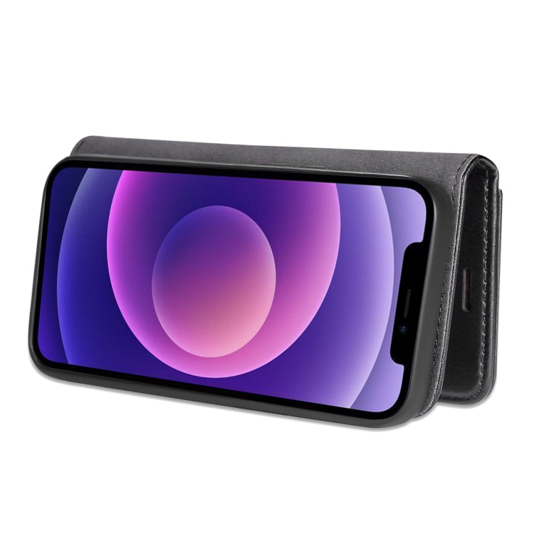 For iPhone 13 mini DG.MING Crazy Horse Texture Flip Detachable Magnetic Leather Case with Holder & Card Slots & Wallet (Black) by DG.MING