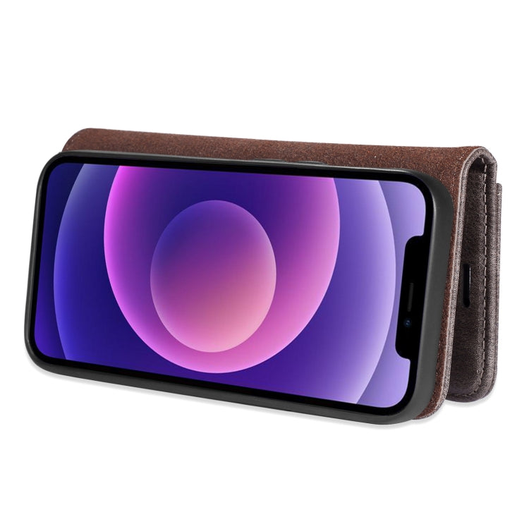 For iPhone 13 DG.MING Crazy Horse Texture Flip Detachable Magnetic Leather Case with Holder & Card Slots & Wallet(Grey) by DG.MING