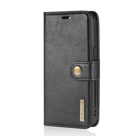 For iPhone 13 DG.MING Crazy Horse Texture Flip Detachable Magnetic Leather Case with Holder & Card Slots & Wallet(Black) by DG.MING