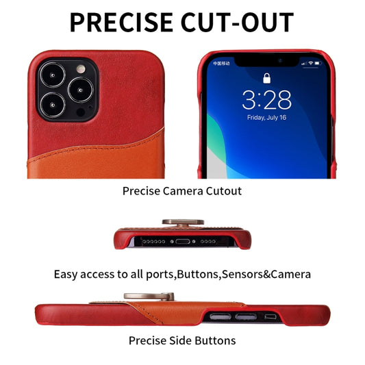 For iPhone 13 Pro Max Fierre Shann Oil Wax Texture Genuine Leather Back Cover Case with 360 Degree Rotation Holder & Card Slot (Red) - iPhone 13 Pro Max Cases by FIERRE SHANN | Online Shopping UK | buy2fix