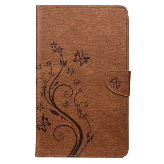 For Samsung Galaxy Tab A7 Lite / T220 Butterfly Flower Embossing Pattern Horizontal Flip Leather Case with Holder & Card Slots & Wallet(Brown) by buy2fix