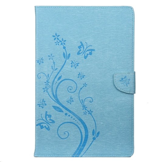 For Samsung Galaxy Tab S6 Lite / P610 Butterfly Flower Embossing Pattern Horizontal Flip Leather Case with Holder & Card Slots & Wallet(Blue) by buy2fix