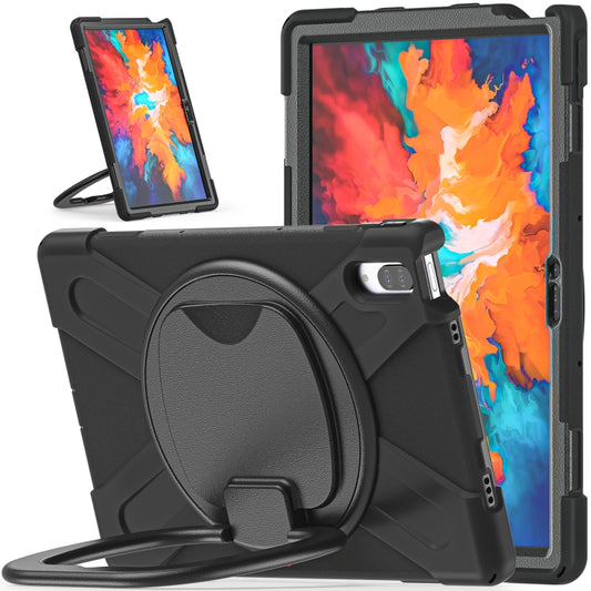 For Lenovo Tab P11 Pro 11.5 inch Silicone + PC Protective Case with Holder & Shoulder Strap(Black) by buy2fix