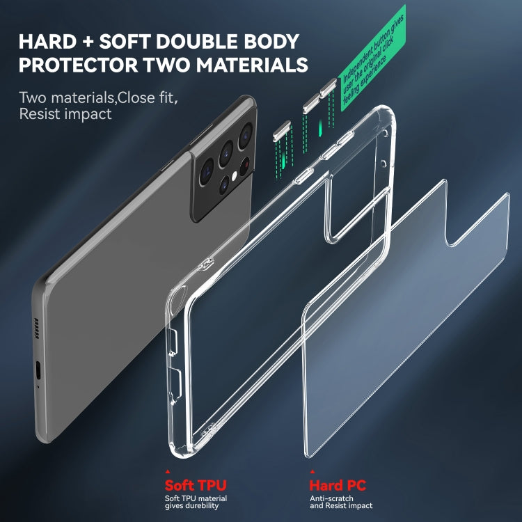 For Samsung Galaxy S21 Ultra 5G TPU + PC Transparent Shockproof Protective Case by buy2fix