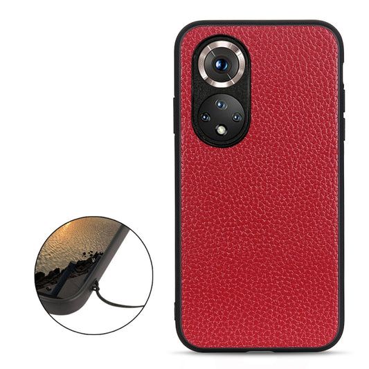 For Honor 50 Accurate Hole Litchi Texture Leather Shockproof Case(Red) by buy2fix