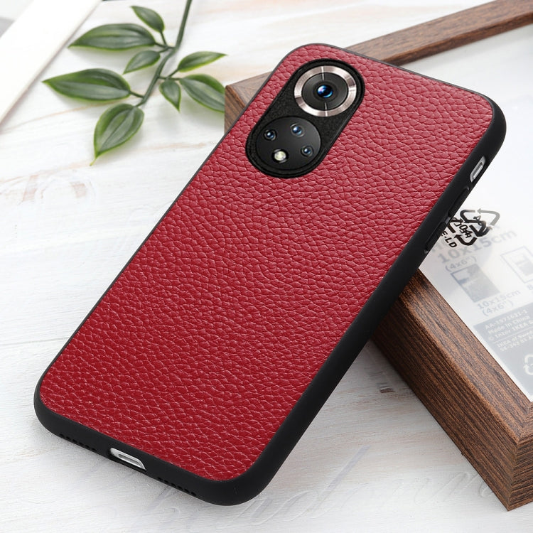For Honor 50 Accurate Hole Litchi Texture Leather Shockproof Case(Red) by buy2fix