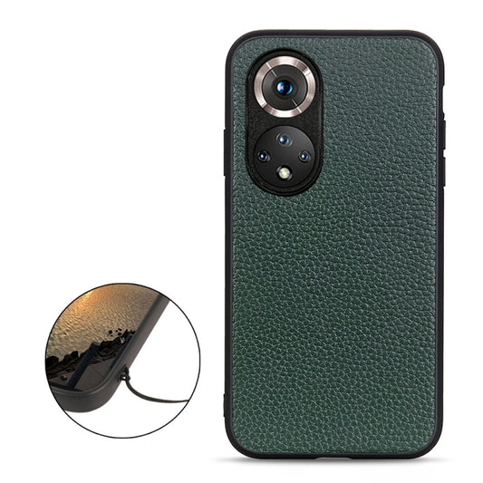 For Honor 50 Accurate Hole Litchi Texture Leather Shockproof Case(Green) by buy2fix