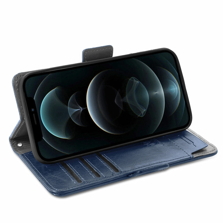 For iPhone 13 Pro Max CaseNeo Business Splicing Dual Magnetic Buckle Horizontal Flip PU Leather Case with Holder & Card Slots & Wallet (Blue) by buy2fix