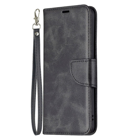 For OPPO Reno6 5G Retro Lambskin Texture Pure Color Horizontal Flip PU Leather Case with Holder & Card Slots & Wallet & Lanyard(Black) by buy2fix