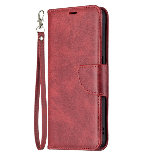 For OPPO Reno6 5G Retro Lambskin Texture Pure Color Horizontal Flip PU Leather Case with Holder & Card Slots & Wallet & Lanyard(Red) by buy2fix
