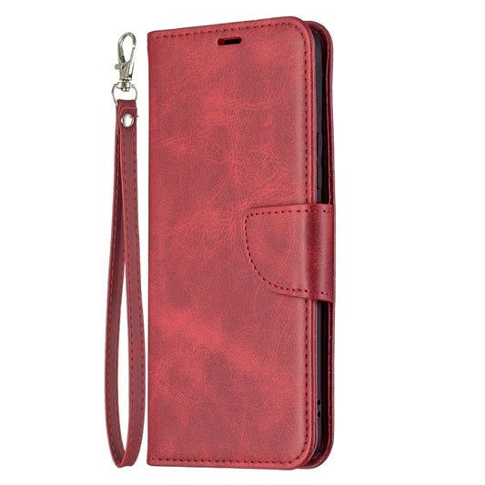 For OPPO Realme 8/Realme 8 Pro Retro Lambskin Texture Pure Color Horizontal Flip PU Leather Case with Holder & Card Slots & Wallet & Lanyard(Red) by buy2fix