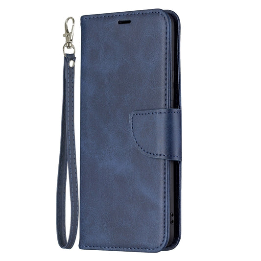 For OPPO Realme 8/Realme 8 Pro Retro Lambskin Texture Pure Color Horizontal Flip PU Leather Case with Holder & Card Slots & Wallet & Lanyard(Blue) by buy2fix