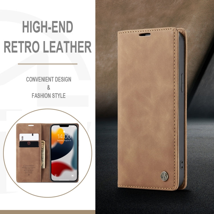 For iPhone 13 Pro CaseMe-013 Multifunctional Retro Frosted Horizontal Flip Leather Case with Card Slot & Holder & Wallet (Brown) by CaseMe