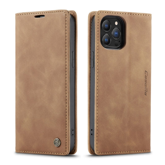 For iPhone 13 Pro Max CaseMe-013 Multifunctional Retro Frosted Horizontal Flip Leather Case with Card Slot & Holder & Wallet (Brown) by CaseMe