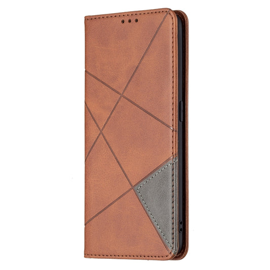 For OPPO A94 5G / F19 Pro Plus / Reno5 Z 5G Rhombus Texture Horizontal Flip Magnetic Leather Case with Holder & Card Slots(Brown) by buy2fix