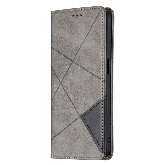 For OPPO Realme 8 5G / V13 Rhombus Texture Horizontal Flip Magnetic Leather Case with Holder & Card Slots(Grey) by buy2fix