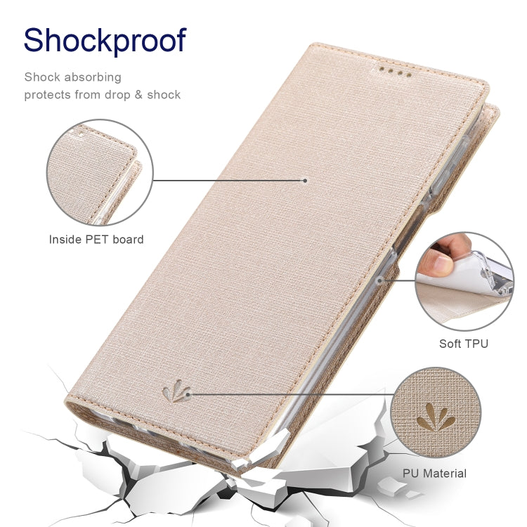 For Samsung Galaxy A22 5G ViLi DMX Series Shockproof TPU + PU Leather Magnetic Attraction Horizontal Flip Case with Card Slot & Holder(Gold) - Galaxy Phone Cases by ViLi | Online Shopping UK | buy2fix