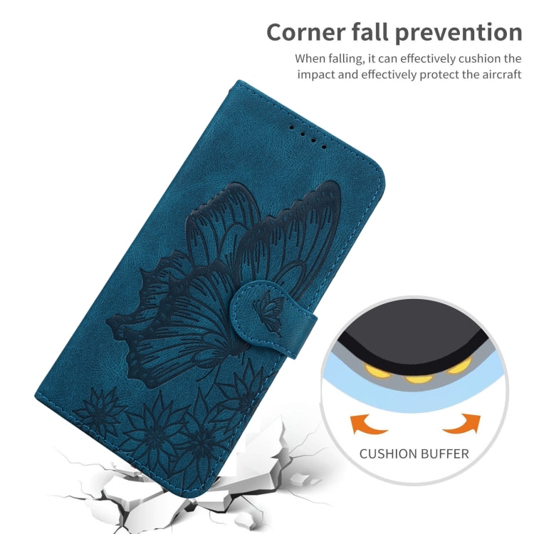 For iPhone 13 Retro Skin Feel Butterflies Embossing Horizontal Flip Leather Case with Holder & Card Slots & Wallet(Blue) by buy2fix