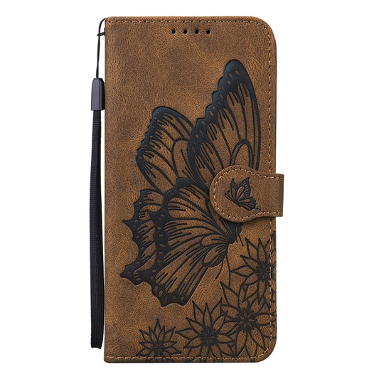 For iPhone 13 Retro Skin Feel Butterflies Embossing Horizontal Flip Leather Case with Holder & Card Slots & Wallet(Brown) by buy2fix