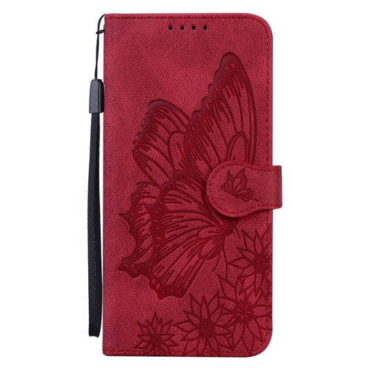 For iPhone 13 Pro Retro Skin Feel Butterflies Embossing Horizontal Flip Leather Case with Holder & Card Slots & Wallet (Red) by buy2fix