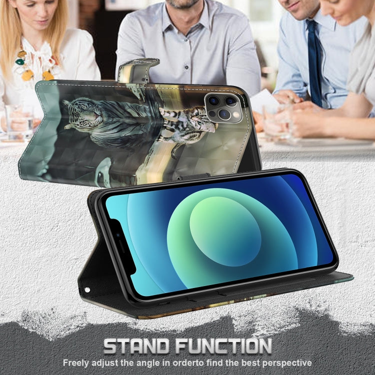 For iPhone 13 Pro Max 3D Painting Pattern Horizontal Flip TPU + PU Leather Case with Holder & Card Slots & Wallet (Cat Tiger) by buy2fix