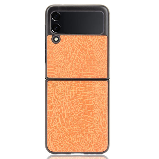 For Samsung Galaxy Z Flip3 5G Shockproof Crocodile Texture PC + PU Case(Orange) by buy2fix