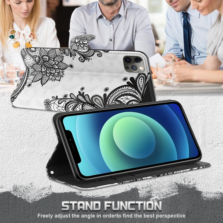 For Motorola Moto G30/G10/G20 3D Painting Pattern Horizontal Flip TPU + PU Leather Case with Holder & Card Slots & Wallet(Diagonal Black Flower) by buy2fix