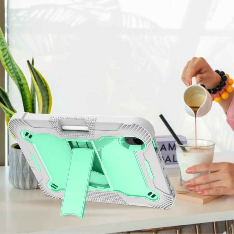 For iPad mini 2024 / mini 6 Silicone + PC Shockproof Protective Tablet Case with Holder(Gray + Green) by buy2fix