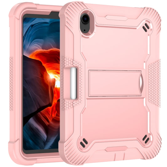 For iPad mini 2024 / mini 6 Silicone + PC Shockproof Protective Tablet Case with Holder(Rose Gold) by buy2fix