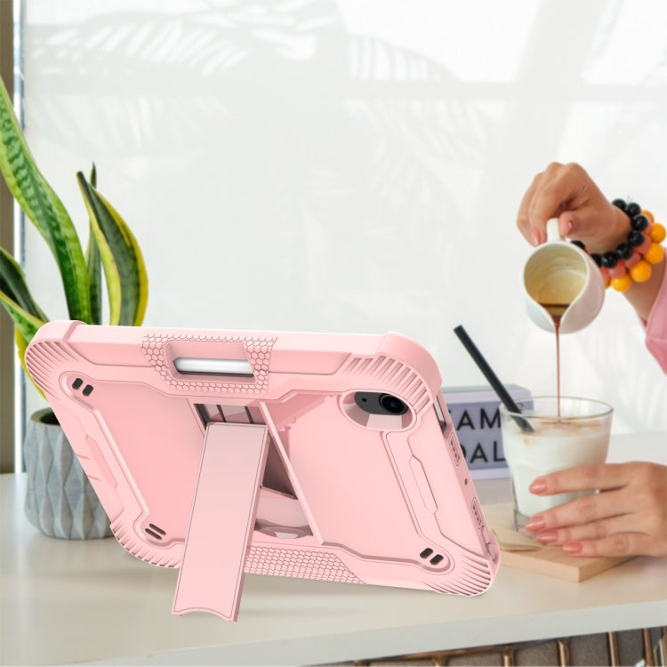 For iPad mini 2024 / mini 6 Silicone + PC Shockproof Protective Tablet Case with Holder(Rose Gold) by buy2fix