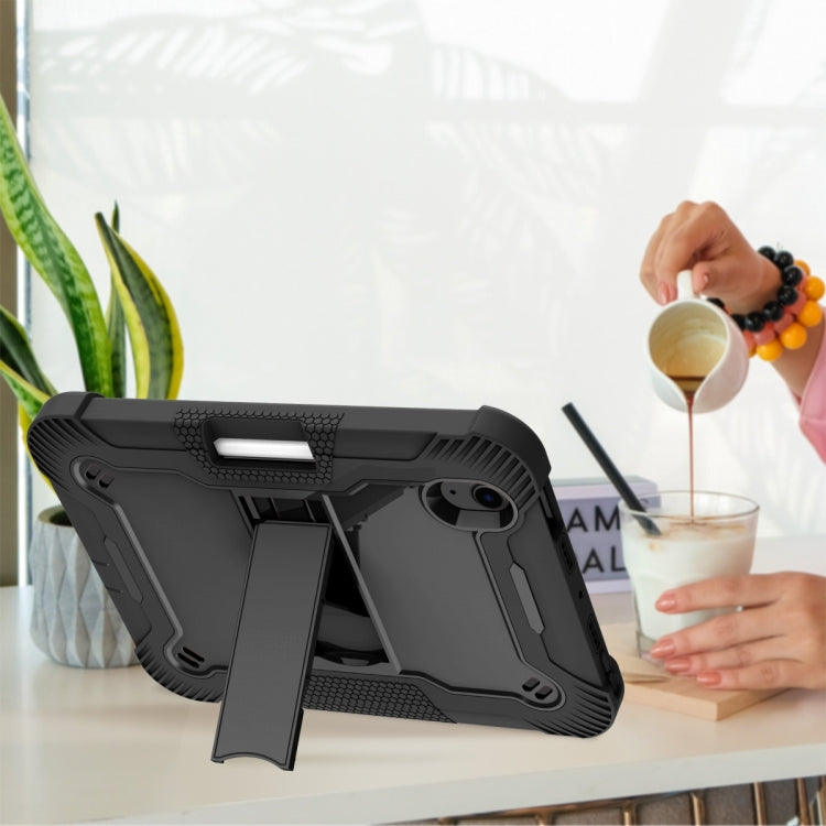 For iPad mini 2024 / mini 6 Silicone + PC Shockproof Protective Tablet Case with Holder(Black) by buy2fix