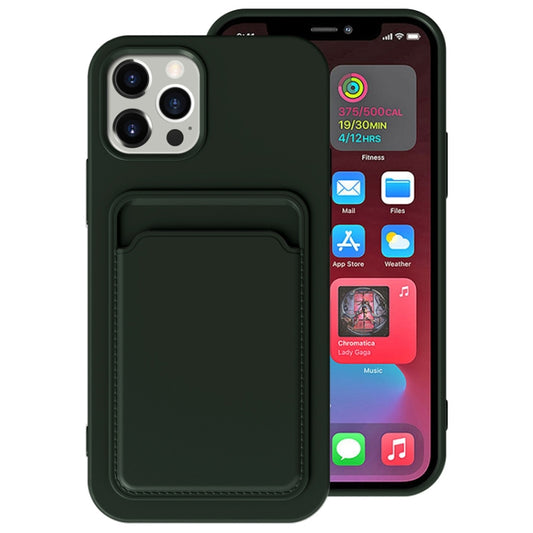 For iPhone 13 Pro TPU + Flannel Lining Shockproof Case with Card Slots (Dark Green) - iPhone 13 Pro Cases by buy2fix | Online Shopping UK | buy2fix