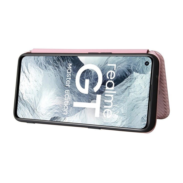 Carbon Fiber Texture Horizontal Flip TPU + PC + PU Leather Case with Card Slot For OPPO Realme GT Master(Pink) by buy2fix